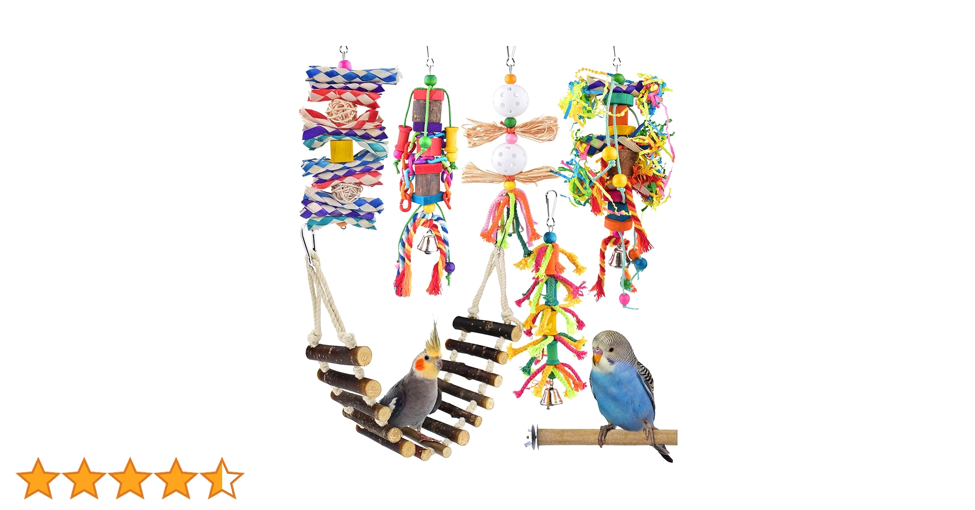 Amazon | KATUMO 小鳥用おもちゃ 天然木はしご カラフルな竹